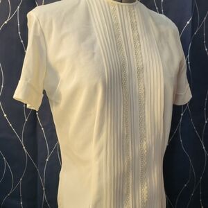 Vintage Jane Holly Nylon Cream Blouse
